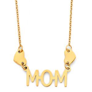 14KT GOLD MOM AND HEARTS PENDANT NECKLACE